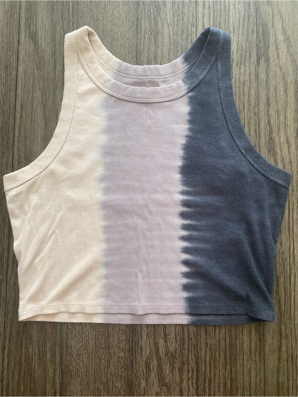 Neutral Tie-Dye Ribbed Crop Tank Top